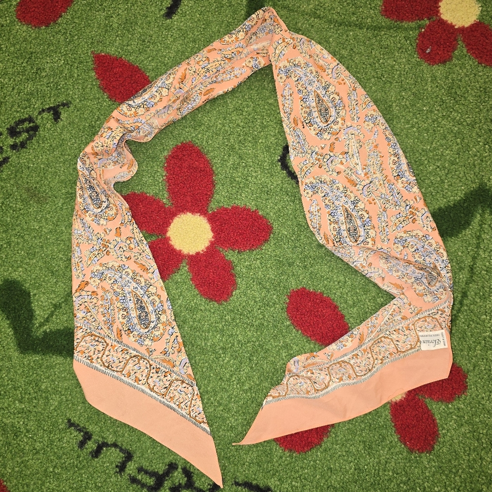 Elorian Original Paisley Scarf in Peachy Pink and Blue